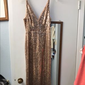 Gold sequin long dress